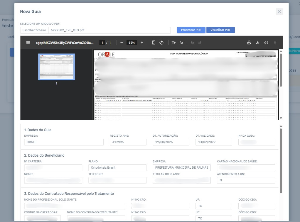 Organização automática de guias a partir do PDF da operadora